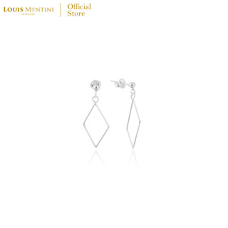 Louis Montini (Jewelry) Sterling Silver 925 Earrings ต่างหูเงินแท้ 92.5% ต่างหูผู้หญิง รูปสี่เหลี่ยมข้าวหลามตัด LJER83