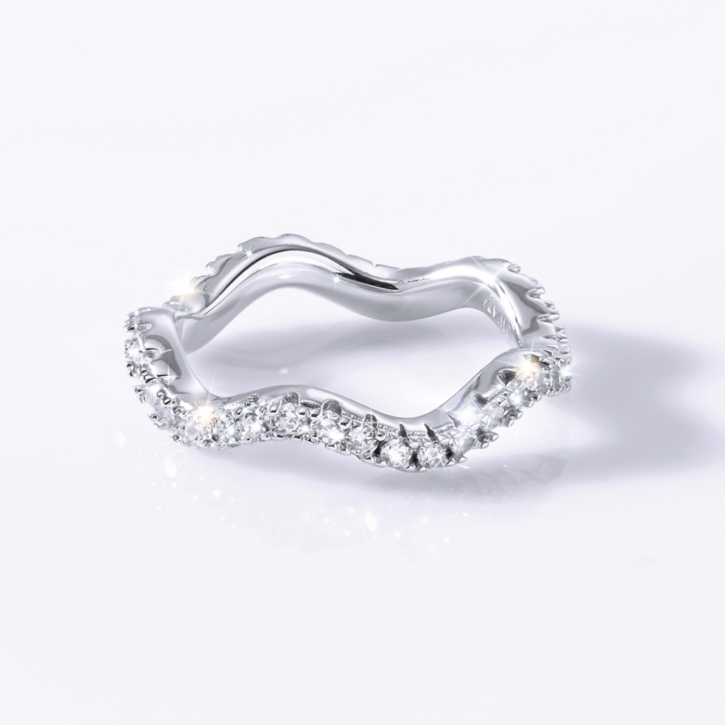 [ส่งด่วนฟรี]SWAN - Wave Ring แหวนเงินแท้ แหวนฝังเพชรรอบ ฝังเพชรคิวบิกเซอร์โคเนีย cubic zirconia