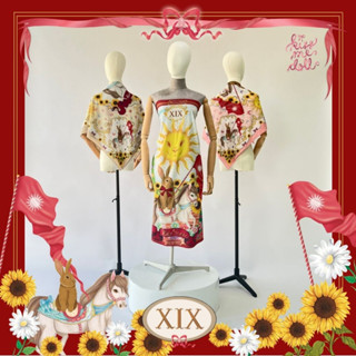 Kiss Me Doll - New collection ลาย The Sun &amp; The bright ขนาด 100x100 cm.ผ้าพันคอ/ผ้าคลุมไหล่