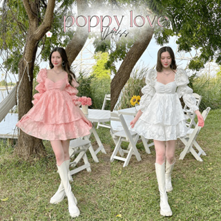 SEOULMATE POPPY LOVE #SM1521 เดรสผ้าแจ็คการ์ดดีเทลกระโปรงสองชั้นสุดฟูฟ่องอลังการ