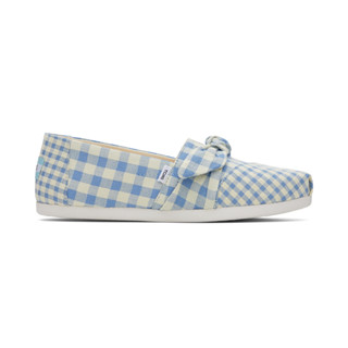 TOMS รองเท้าลำลองผู้หญิง สลิปออน รุ่น Alpargata Island Blue Gingham/Bow (CA) รองเท้าลิขสิทธิ์แท้