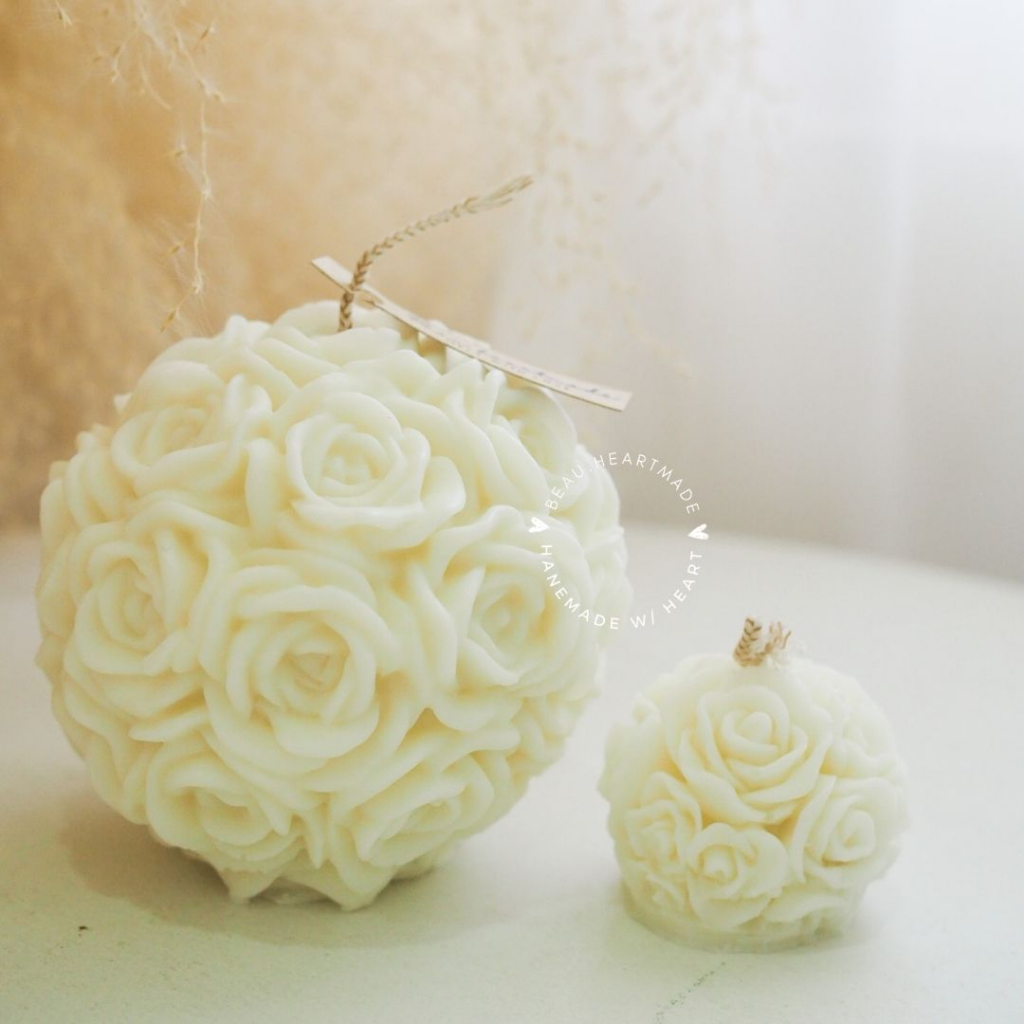 เทียนหอมรูปทรง ดอกกุหลาบ(ลูกกลมได้2ชิ้น)-Rose เทียนหอมไขถั่วเหลือง เทียนตกแต่งห้อง ไร้ควัน ไม่มีพาราฟิน ของขวัญวาเลนไทน์ - รูปที่ 4