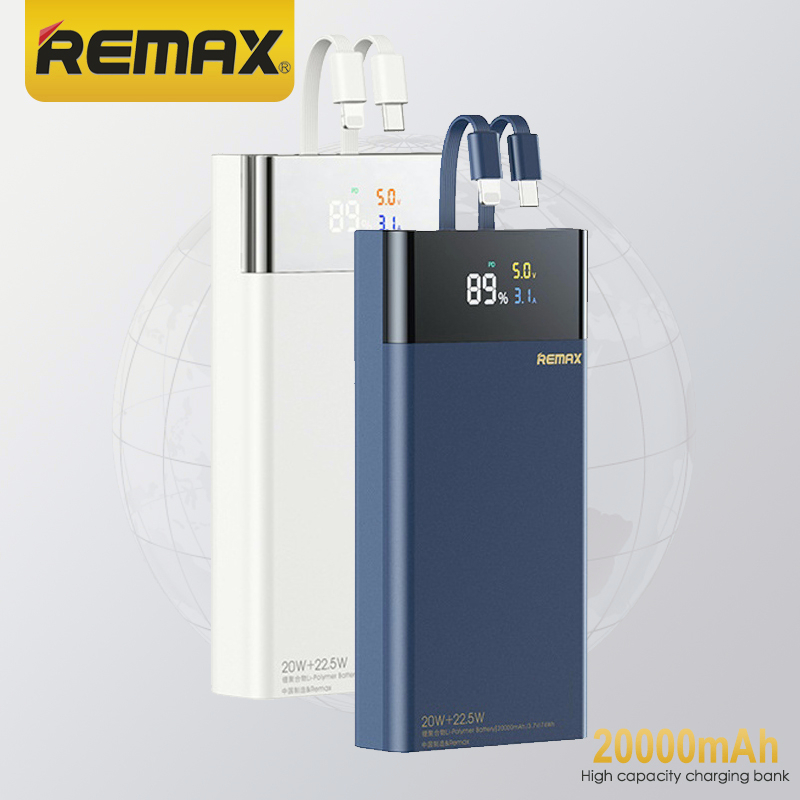 REMAX 20W+22.5W พาวเวอร์แบงค์ ความจุ 20000mAh QC+PD แบตสำรอง แสดงสถานะแบตเตอรี่ พกพาสะดวก Rpp-561