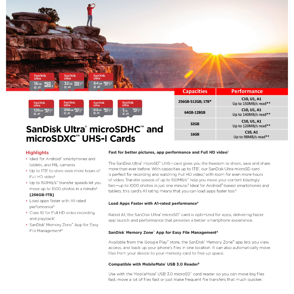 SanDisk Ultra microSDXC, SQUAC 512GB, A1, C10, U1, UHS-I, 150MB/s R (SDSQUAC-512G-GN6MN ) ( เมมโมรี่การ์ด ไมโครเอสดี การ - รูปที่ 2