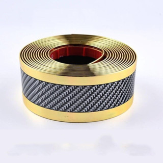 กันกระแทกกันชน สเกิร์ต ชายบันได ฝาท้าย ขอบสีทอง Carbon Fiber Style Gold Edge (ราคาต่อเมตร)