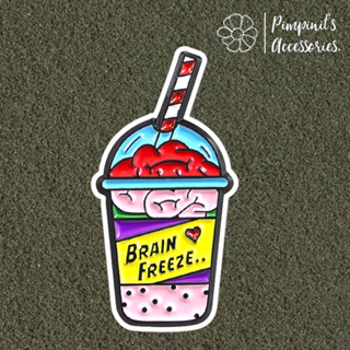 ʕ •ᴥ•ʔ ✿ พร้อมส่ง : เข็มกลัดลายแก้วเครื่องดื่ม “BRAIN FREEZE” | “BRAIN FREEZE” Enamel Brooch Pin.