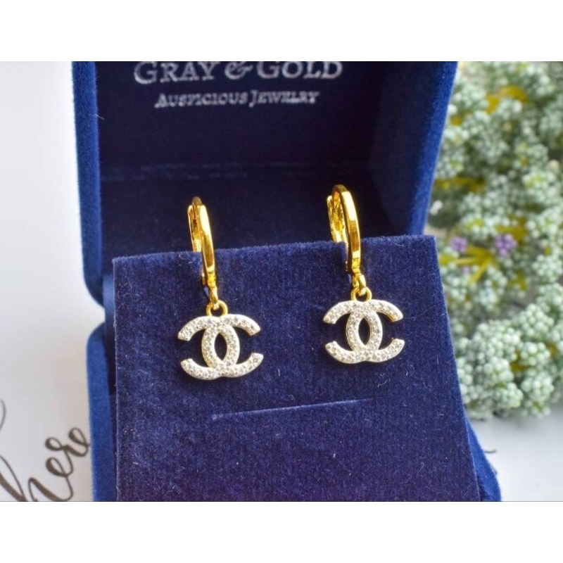 ต่างหูทองไมครอน งานเคลือบด้วย 100% ต่างหูชุบทอง 24K(ไม่ลอก ไม่ดำ)
