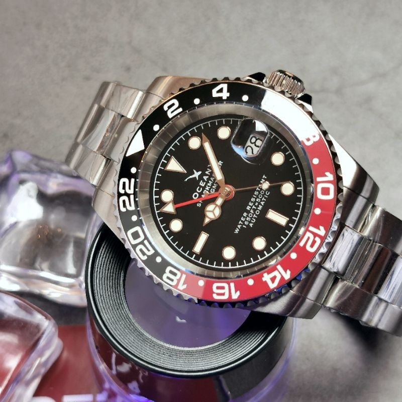 นาฬิกา OceanX SMS-GMT561 (ขอบเบเซล Coke GMT เซรามิค)