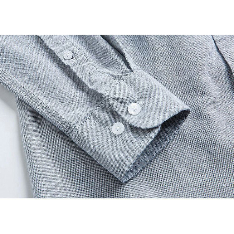 เสื้อเชิ้ตสไตล์เกาหลีผ้า Oxford เสื้อเชิ้ตผู้ชายสีพื้นแขนยาว เชิ้ตคอปกใส่ทำงาน สีขาว สีดำ สีฟ้า สีเทา สีน้ำเงิน ส่งทันที รูปที่ 4