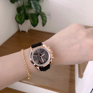 นาฬิกาข้อมือผู้หญิง นาฬิกาแฟชั่นสไตล์MK สายซิลิโคนนิ่ม genevaแท้ พร้อมส่งจากไทย