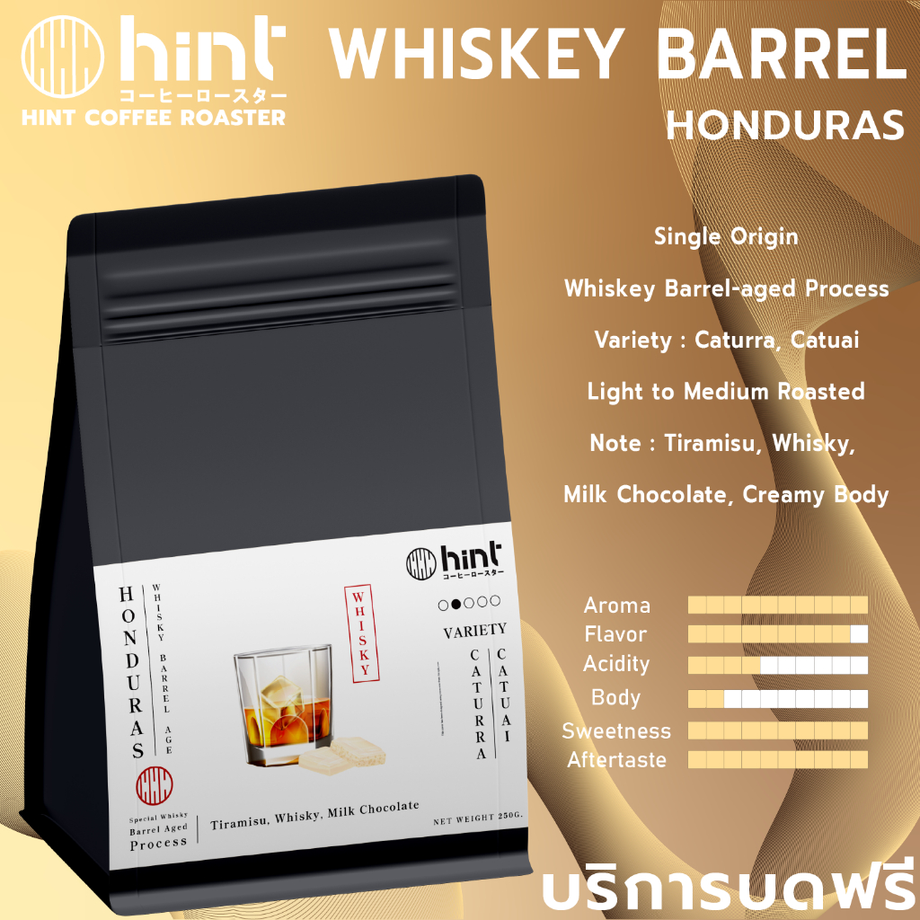 Hint Coffee Roaster เมล็ดกาแฟคั่ว Honduras Whisky Barrel Aged คั่วอ่อน