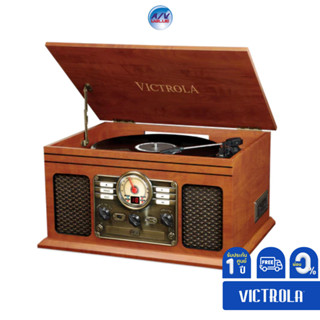 Victrola 6-in-1 Nostalgic Bluetooth Record Player with 3-speed Turntable with CD and Cassette