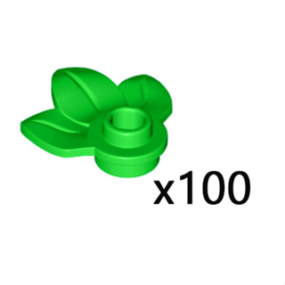 [Plant] x100 ชิ้น - ชิ้นส่วนเลโก้ Lego Part Plant Plate, Round 1 x 1 with 3 Leaves (Bright Green)(32607) ราคา/100ชิ้น