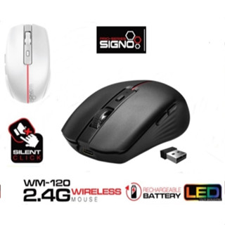 SIGNO Wireless Optical Mouse รุ่น WM-120   800-1600 dpi (เป็นเม้าส์ 2 ระบบ ใช้ได้ทั้ง สาย และ แบบไร้สาย)