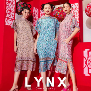 THONGYOY - Dress Hanna LYNX lot B เดรสคอจีนลายดอกไม้ เดรสแขนระบาย เดรสทรงปล่อยคอจีน