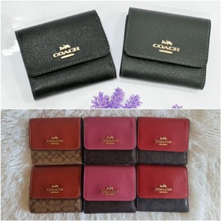 🌺Coach Small Trifold Wallet  Canvas กระเป๋าสตางค์ใบสั้น 3 พับ คะ