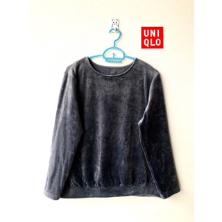 เสื้อสเวตเตอร์ Uniqlo Fleece ผ้าฟรีช ไซส์ XL สีเทา มือสอง สภาพใหม่ &gt;ผ่านการคลีนแล้ว&lt;