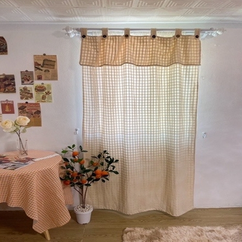แนะนำ ผ้าม่าน ผ้าม่านสีครีมธรรมชาติ แบบหูกระดุม มีเชิงคอ ถอดแกะได้ ผ้าฝ้ายลายตารางดั้งเดิมสีดิบ สุดคลาสสิค TTNK ราคาพิเศษ มีเก็บเงินปลายทาง