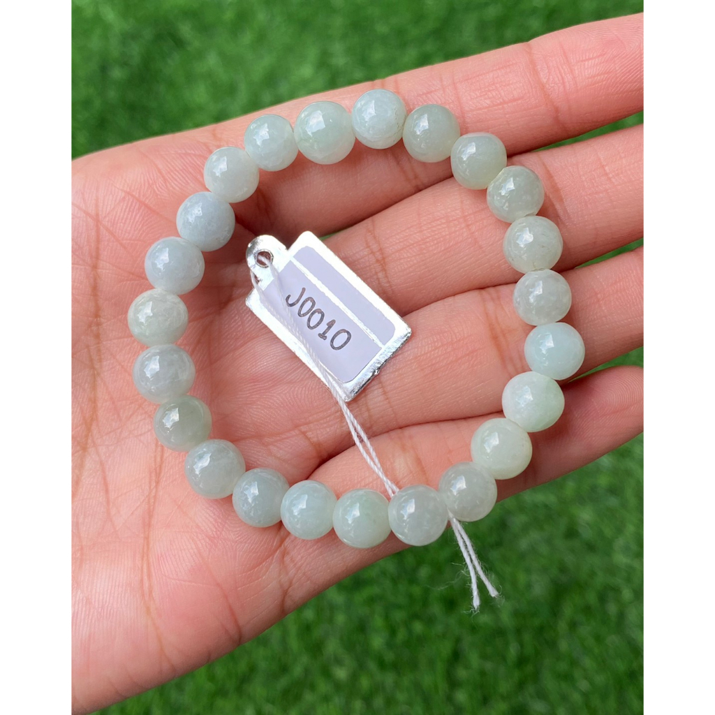 J0010 หยก พม่า แท้ Jade กำไล ประคำหยก (Jadeite Beads Bracelet) พม่า (Myanmar)