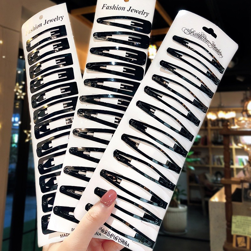 [พร้อมส่งในไทย 12 ตัว] กิ๊ฟดำติดผม 1 แผง 12 ชิ้นสุดคุ้ม กิ๊ฟติดผมไม่ลอก คุณภาพดี สำหรับเด็กและผู้ใหญ่ ไม่เจ็บหัว ขนาดดี