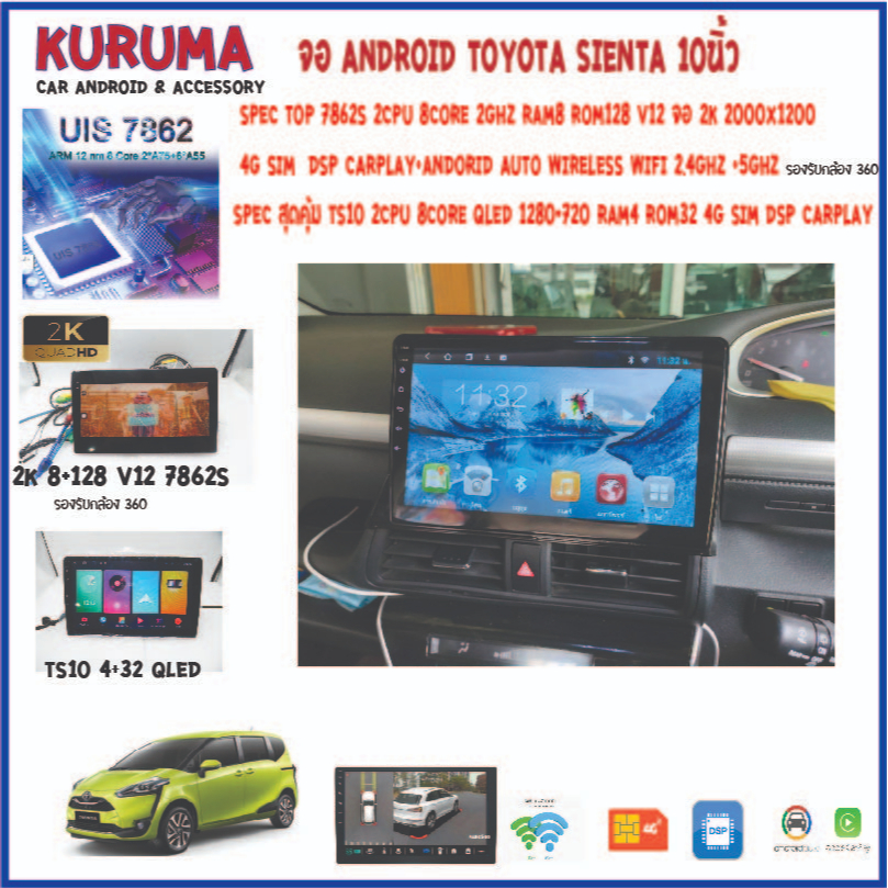 จอ Android Toyota Sienta 10นิ้ว