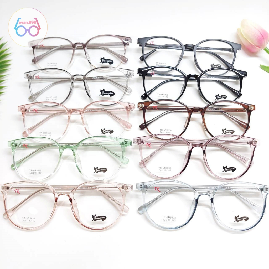 กรอบแว่น BOSIYAN รุ่น MR 5838 ทรงหยดน้ำ งานTR90 ดัดปรับขาได้ แข็งแรง ทนทาน นำไปตัดเลนส์ได้จ้า