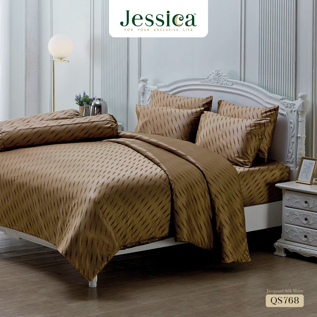 Jessica Jacquard Silk Shine 500 เส้นด้าย QS768 ชุดเครื่องนอน ผ้าปูที่นอน ผ้าห่มนวม ผ้าทอลายเรียบหรู สามารถป้องกันไรฝุ่น