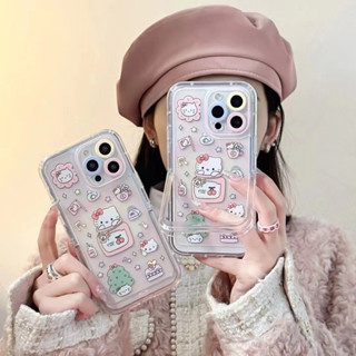 ✨ส่งของขวัญ✨เคสไอโฟน 14 Pro Max 13 12 11 เคส for เคสไอโฟน11 Kitty พร้อมขาตั้ง พกง่ายๆ การป้องกันการตก Case