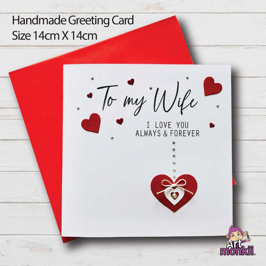 Wife " I Love You"  Handmade Valentine's card, Anniversary Card, Happy Anniversary card, Greeting ca