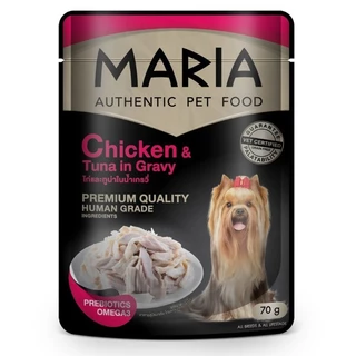 ยกโหล12 ซอง Maria Dog มาเรีย อาหารสุนัขแบบเปียกพรีเมี่ยม ขนาด 70 กรัม (ไม่เค็ม)