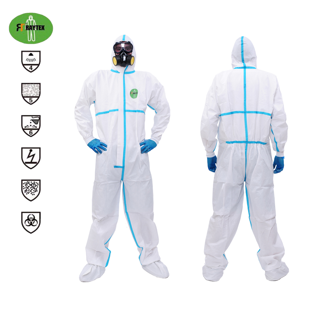 สินค้าพร้อมส่งจากไทย ชุดป้องกันเชื้อโรค PPE Suit มาตรฐานโรงพยาบาล เนื้อผ้าสะท้อนน้ำ ใช้ป้องกันเชื้อโรค ฝุ่นพิษ สารเคมี