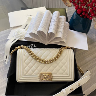 Chanel boy  Grad original หนังเเท้ทั้งใบ Size 25Cm   free box set