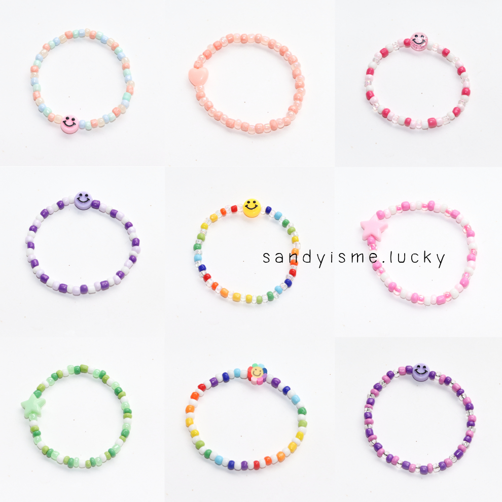 กำไลลูกปัดเอ็นยืด Smiley หน้ายิ้ม(ลิงค์3)  ❗❗❗วัดและเผื่อความยาวด้วยร้านจะทำตามความยาวที่กดสั่งมาไม่เผื่อให้นะคะ❗❗❗
