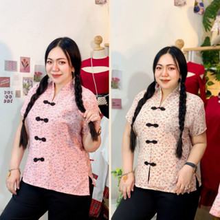 100KG Plus size เสื้อตรุษจีนสาวอวบ เสื้อคอจีน กี่เพ้าสาวอวบ รุ่นอาหมวย