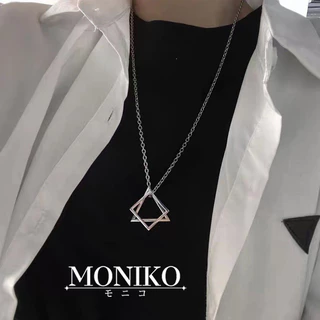 MONIKO สร้อยคอโซ่โลหะทรงสามเหลี่ยมสไตล์วิน เหมาะสําหรับผู้หญิงและผู้ชาย