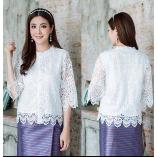 K30 เสื้อลูกไม้พรีเมียม กระดุมหน้า คอกลม 38-46นิ้ว /9 สีสวยๆ
