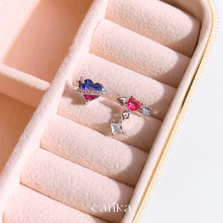 earika.earrings - love rosie collection ต่างหูแป้นหัวใจสีหวานก้านเงินแท้ชุบทองคำขาว/ทอง ผิวแพ้ง่ายใส่ได้