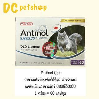 Antinol Cat 60 Caps อาหารเสริมบำรุงข้อสำหรับแมว (หมดอายุ 11/2024)