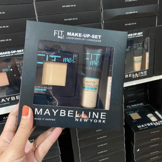 Set maybellin 💁เซ็ตแป้ง+รองพื้น+คอลซีลเลอร์3ชิ้น/1เซ็ต FIT ME MAYBELLINE / (แป้ง 8g + BB 15g ) ชีเน่ เอ็กซ์ตร้า Sheene