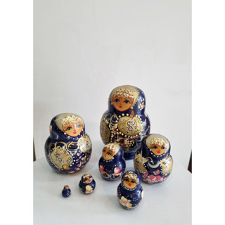 ตุ๊กตารัสเซีย ตุ๊กตาแม่ลูกดก Russia Russian Nesting Dolls สีน้ำเงิน / ของที่ระลึกจากรัสเซีย  *มือสอง ของสะสม