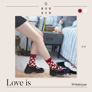 Love is ถุงเท้าแฟชั่น ครึ่งแข้ง ลายหัวใจ ราคาถูก คุณภาพดี