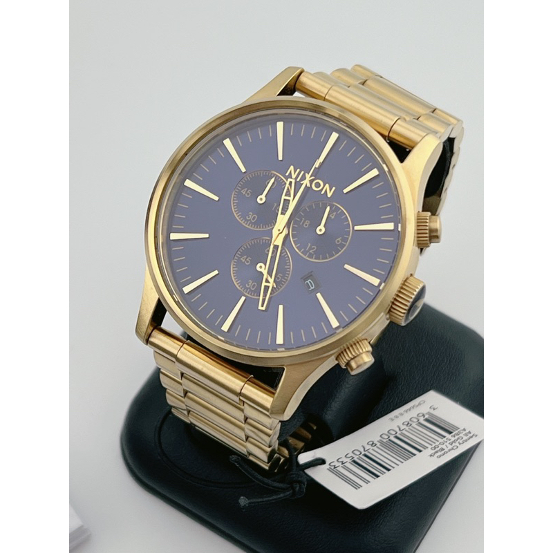 Nixon Sentry Chrono Gold 💙🌟Blue Sunray Watch ⏱️42mm Quartz Men's Watch แท้ 100%  USED LIKE NEW 98%