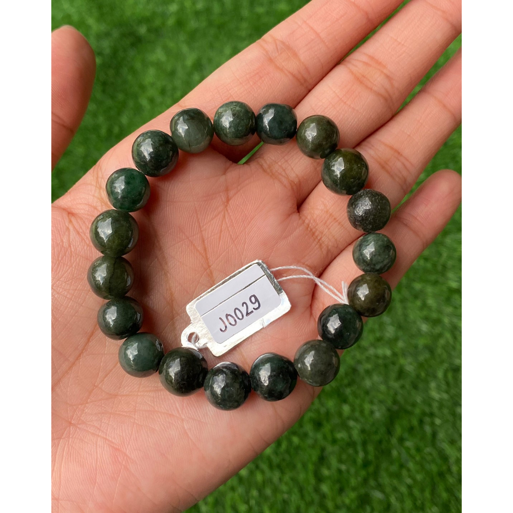 J0029 หยก พม่า แท้ Jade กำไล ประคำหยก (Jadeite Beads Bracelet) พม่า (Myanmar)