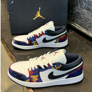 （ของแท้ 100 %）Air Jordan 1 Low "Sweater" (GS) รองเท้าบาสเก็ตบอลส้นเตี้ย