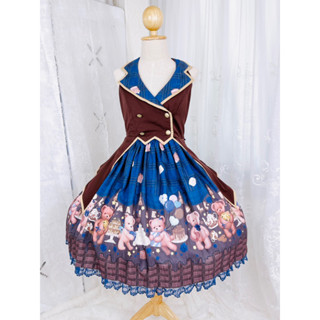 🌸🌸To Alice S848 ʕ•ᴥ•ʔ Bear Lover Lolita Dress 『JSK』 ♥ Color : Navy Blue🌸🌸 เดรสโลลิต้า🌸🌸