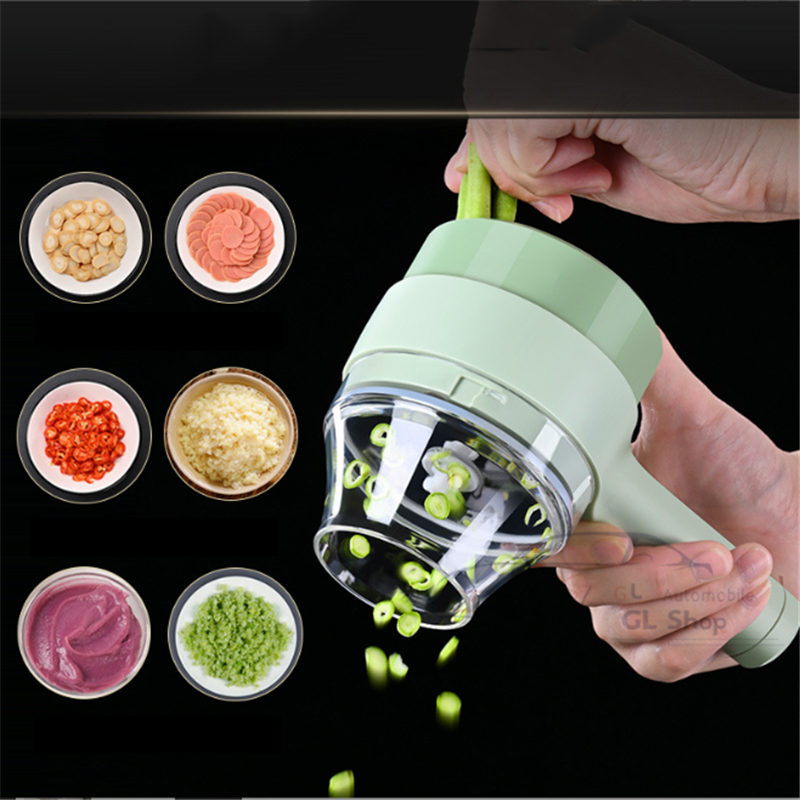 เครื่องบดผักไฟฟ้า 2in1 แบบชาร์จ USB ทนทาน โหมดตัดผัก ปั่นกระเทียมในห้องครัว ใช้ในบ้าน - รูปที่ 3