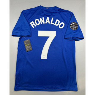 เสื้อบอล ย้อนยุค แมนยู 2008 เยือนสาม Retro Manchester United Third พร้อมเบอร์ชื่อ 7 RONALDO อาร์มแชมเปี้ยนลีค เรโทร