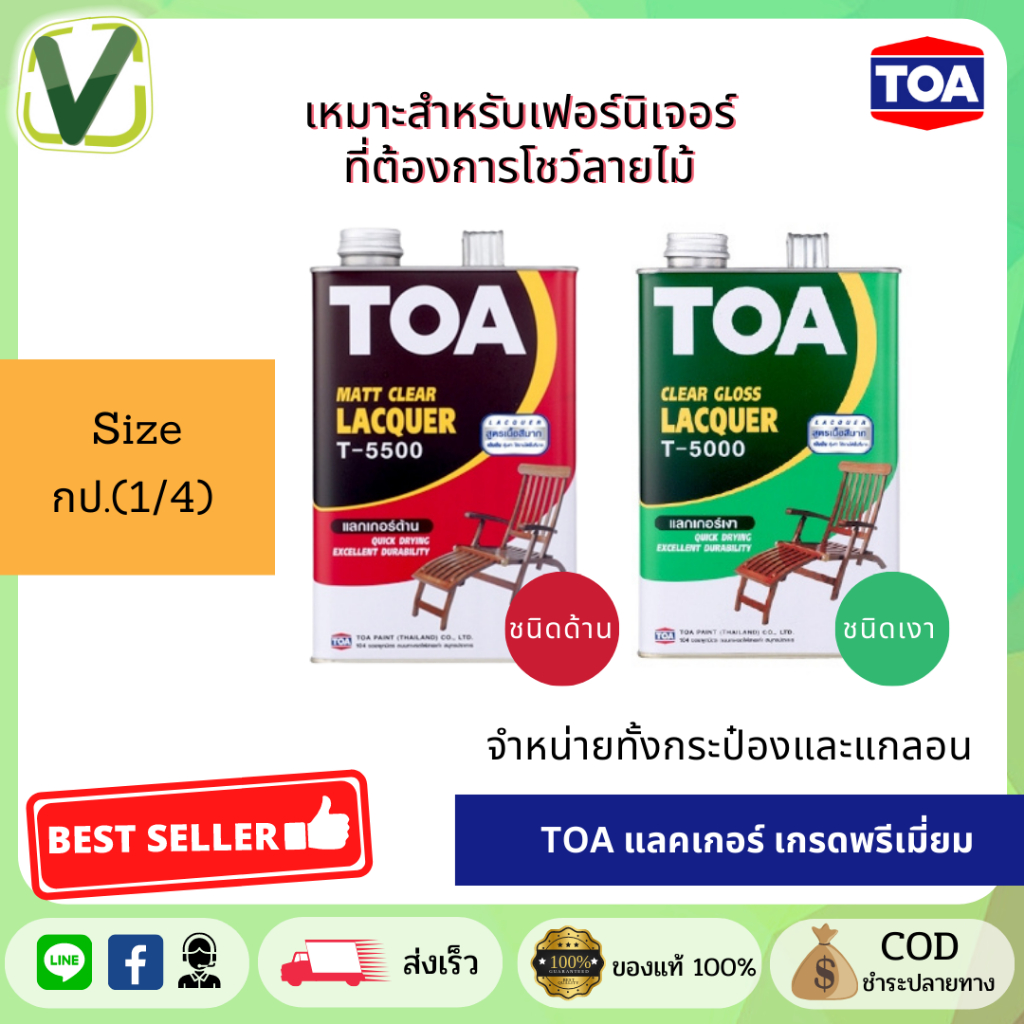 **ของแท้ ส่งไว** TOA ทีโอเอ  แลคเกอร์แบบเงา T5000 และด้าน T5500 ขนาดกระป๋อง (1/4)