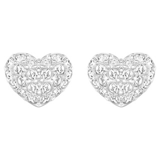 (พร้อมส่ง)*New*Swarovski Heart stud earrings Heart, White, Rhodium plated