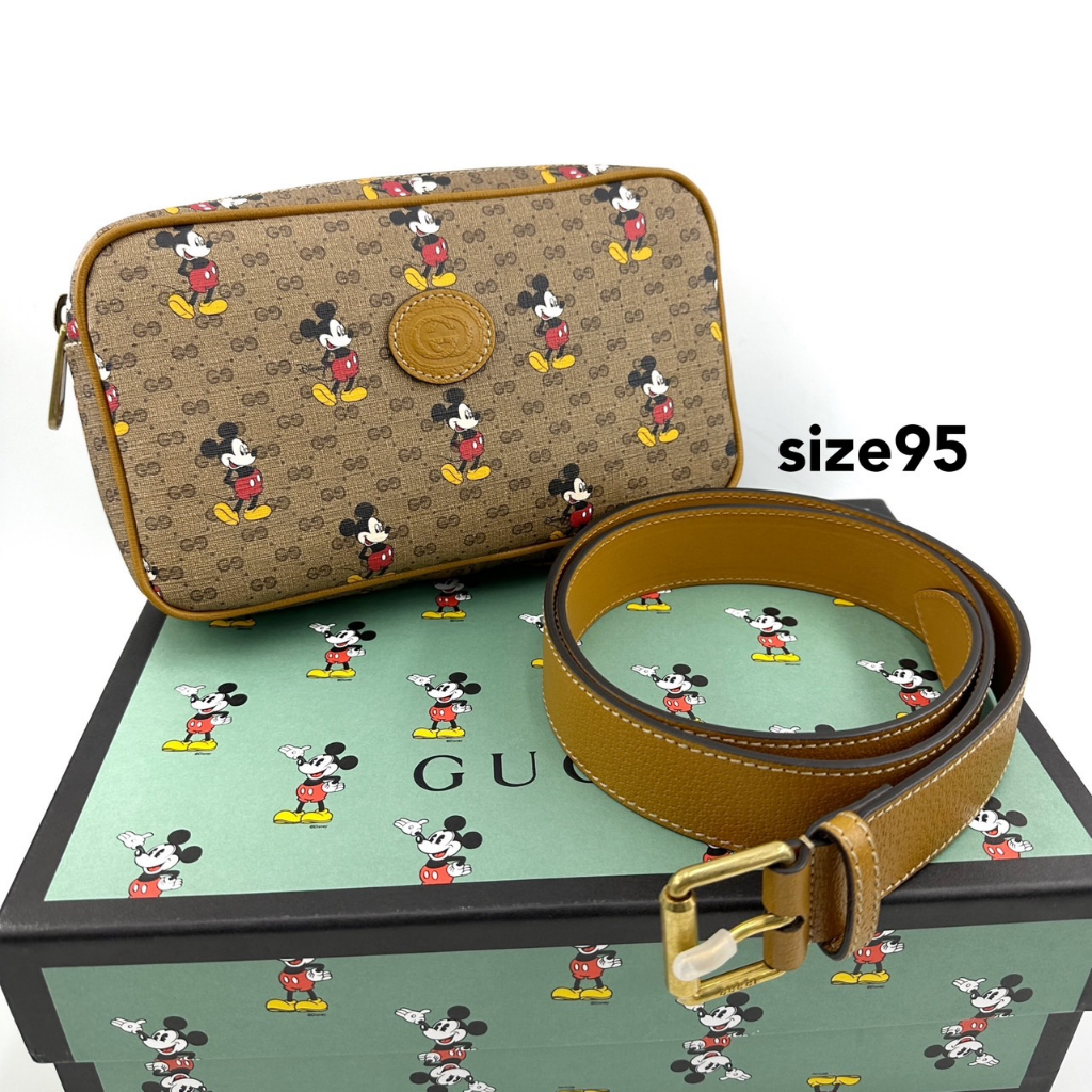 Gucci x Mickey Mouse Disney belt bag size95 กระเป๋า ดิสนีย์ คาดเอว คาดอก คลัช กุชชี่ มิกกี้เมาส์ ของแท้ สีน้ำตาล ของขวัญ